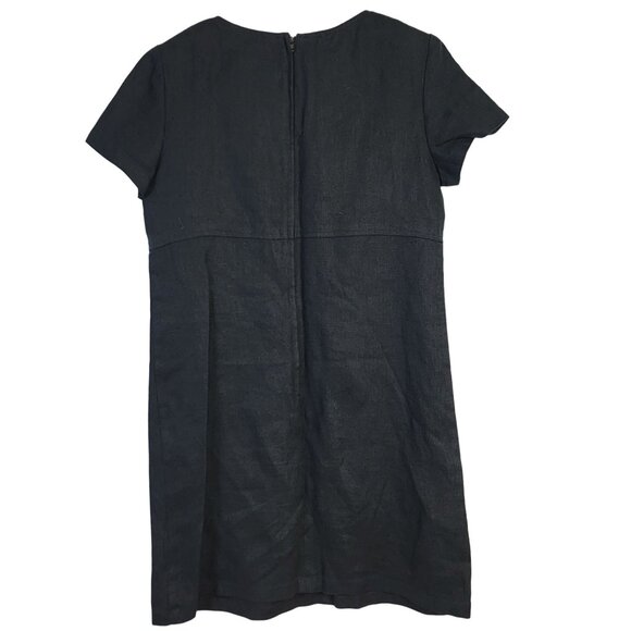 Talbots Vintage 90s Linen Shift Dress Women 4 Black Knee Length Formal Work Fall - Picture 3 of 14